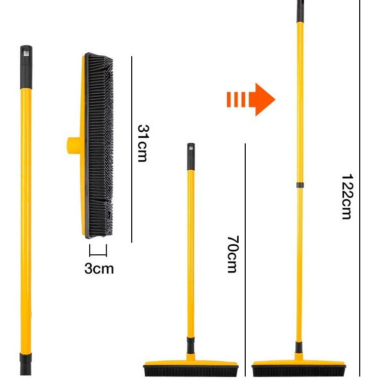 Clero yellow pet accessory broomstick broom with extendable handle measuring 70 to 122 cm