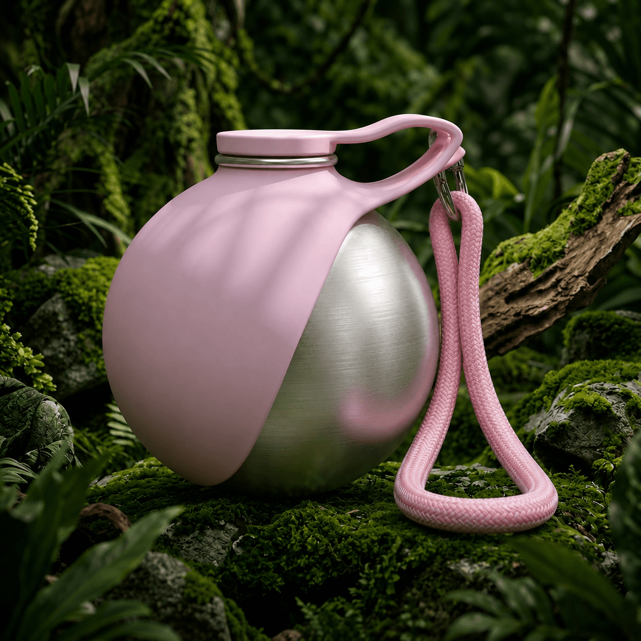 Clero pink owala water bottle with stainless steel body and carrying strap for pets outdoors